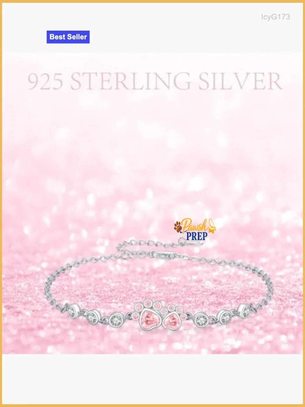 925 Sterling Silver Adjustable Animal Bracelet with Paw Print Design